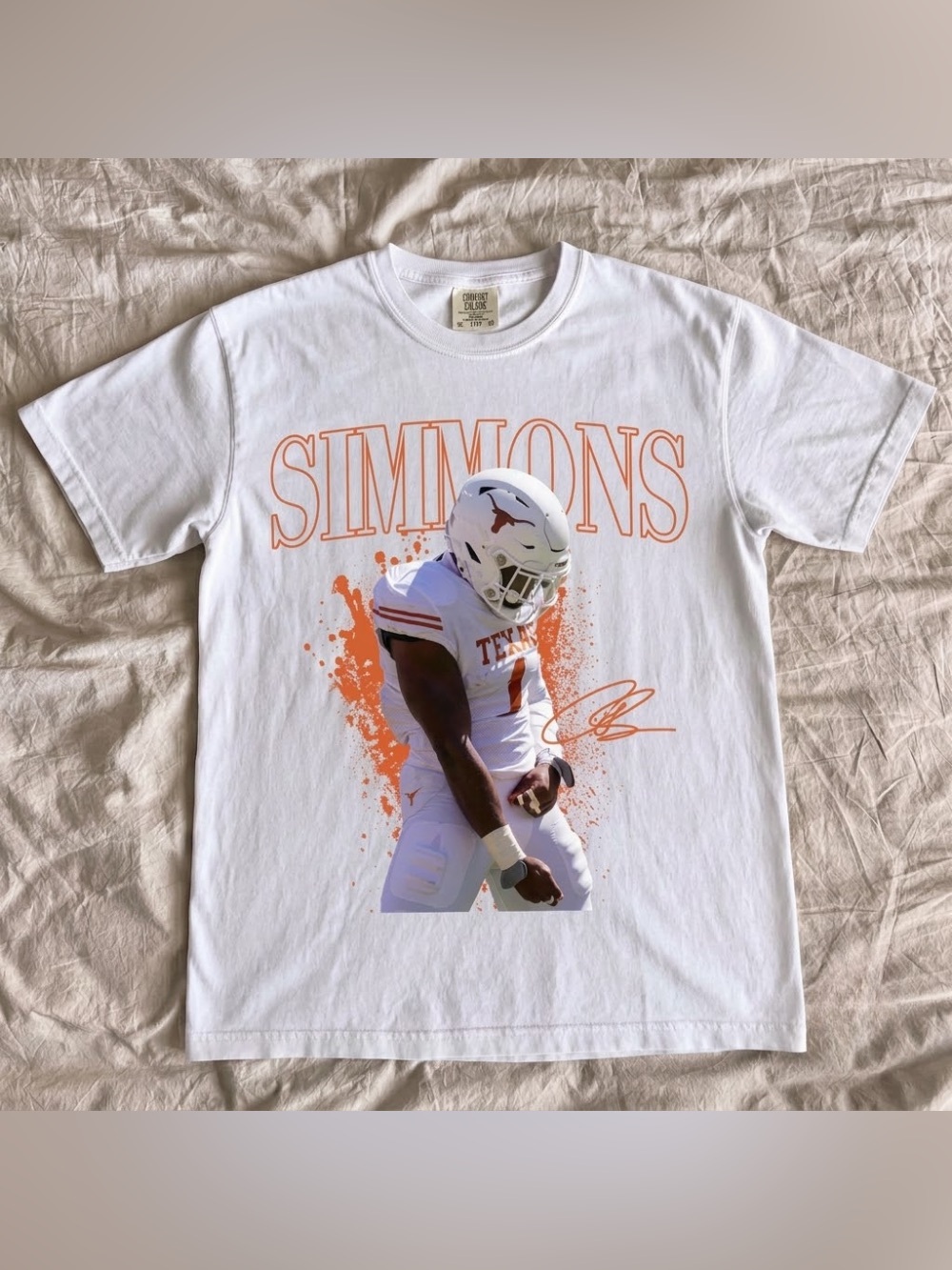 Colin Simmons Grotesque Sack Celly Vintage Tee, Texas College Comfort Color Tee